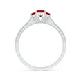thumbnail image 2 of ANGARA Natural Aeon Square Ruby Three Stone Engagement Ring with Milgrain in 14K White Gold for Women (Size-3.5mm) | July Birthstone, Anniversary, Jewelry Gift for Women | Natural Ruby Ring, 2 of 10