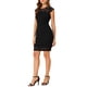 thumbnail image 4 of INSPIRE CHIC Vestido Bodycon de Encaje Floral con Mangas Cortas de Punto Elástico para Mujeres XS Negro, 4 of 6