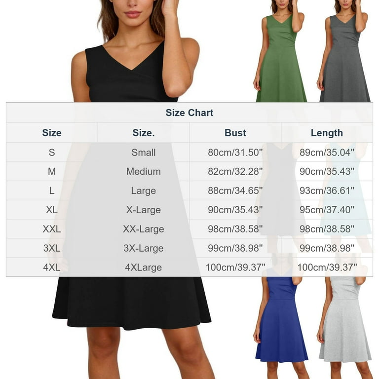midi dress size chart SwiftWear Women's Wrap V-Neck Sleeveless A-Line Midi Dress Plus Size Casual Summer Sundress Wedding Guest Dress, Blue