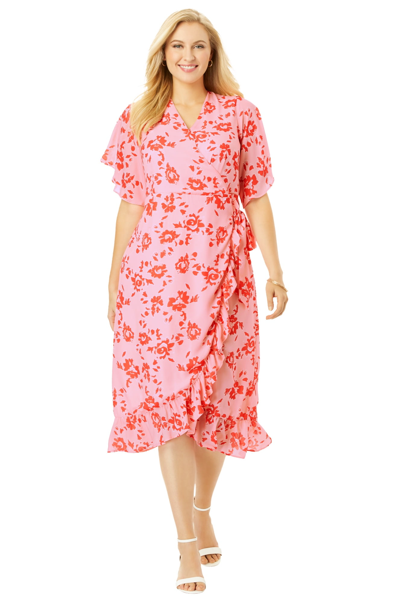 floral faux wrap dress