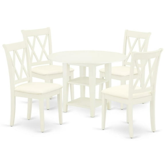 East West Furniture Dining Room Set Linen White, SUCL5-LWH-C