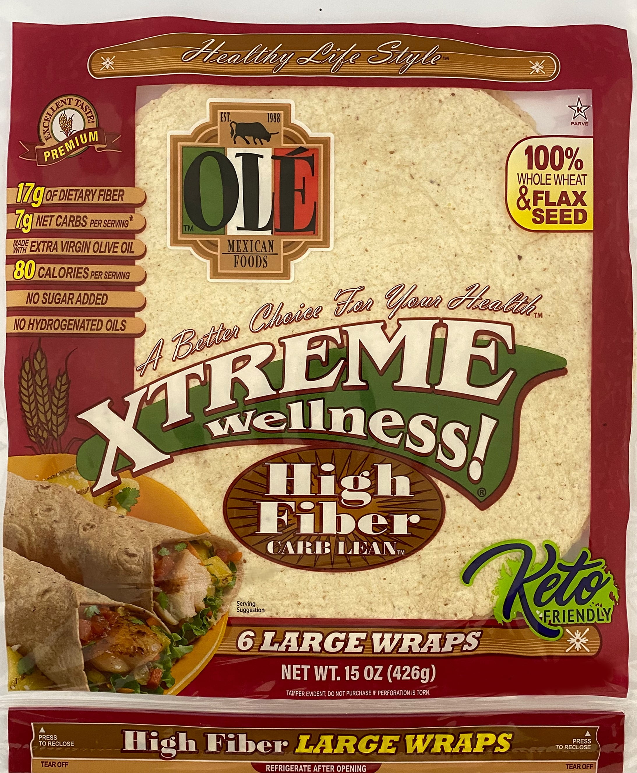 Ole Xtreme 10 quot Tortillas High Fiber/Low Carb Wrap 6ct Walmart com Ole Xtreme 10 quot Tortillas High Fiber/Low Carb Wrap 6ct Walmart com