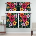 thumbnail image 5 of Watercolor Flowers Curtain Valances Set Tropical Plants Red Althea Kitchen Curtains 24&nbsp;inch Length Rod Pocket Valance and Tiers 3 Piece Set Small Bedroom Bathroom Laundry Decor, 5 of 9