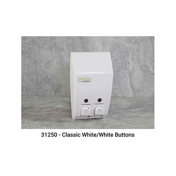 CLASSIC Liquid Bath Amenities Dispenser 2-Chambers color White 2/Pack