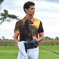 thumbnail image 3 of Picia Sunset Meditating Doberman Print Men's Polo Shirt, Two-Button Closure Pique Polo Shirt, Summer Fashion Golf Shirt-3X-Large, 3 of 6
