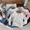 thumbnail image 2 of 2-7Y New Spring Girls' Lotus Leaf Collar Blouse Cute Long Sleeved T-shirt Kid's Solid Bottoming Shirt Girls Base Top, 2 of 6