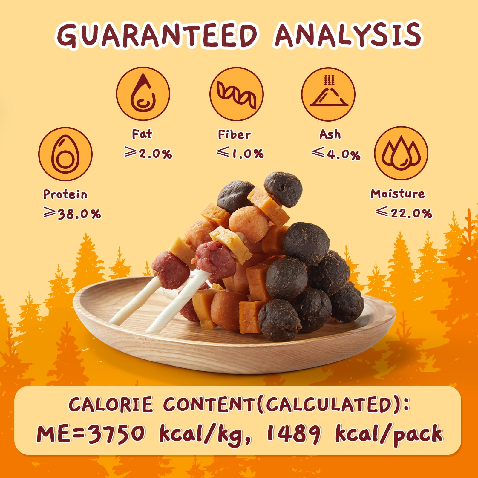 (3 pack) Jungle Calling Chicken, Duck, Beef, Sweet Potato & Pumpkin Rawhide Kabob Dog Treats, 14-oz bag