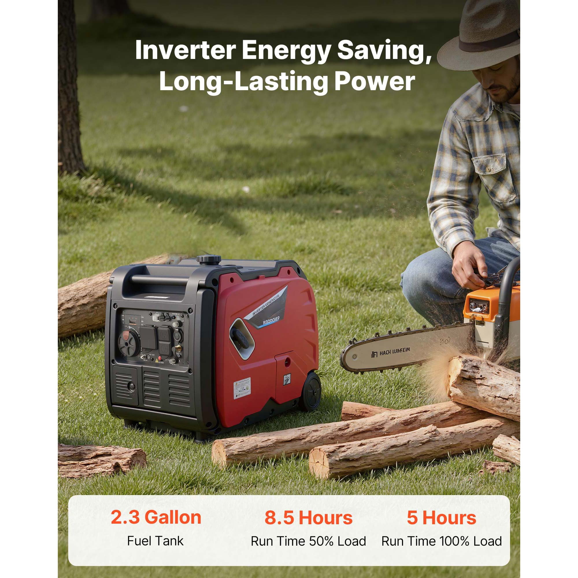KFFKFF 4200W Peak Watt Quiet Dual Fuel Inverter Generator, Gas & LPG Powered, Reliable Power Supply with CO Sensor, RV-Compatible 8.3A Outlet, Extended Operation for Home and Outdoor Use