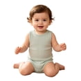 thumbnail image 3 of GobdXE Vertical Stripe Sleeveless Baby Solid Bodysuit Soft Cotton Snap Crotch Tank Onesie Size:0-3 Months, 3 of 6