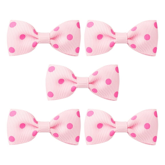 Unique Bargains 5PCS Cute Dog Bows Pink Pet Hair Bows with Dots Pattern Bowknot