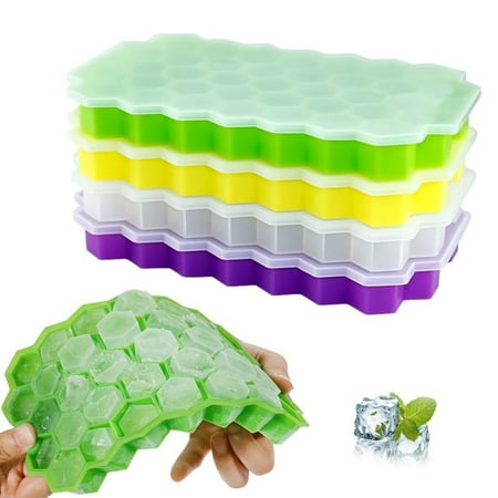 

Hexiuwan Honeycomb Shape Ice Cube 37-Slot Tray Mold Storage Silicone Container with Lid