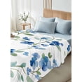 thumbnail image 5 of King Flat Sheet 105"x98", Spring Blue Floral Soft Lightweight Bedding Flat Sheets Only, Ombre Garden Flower Botanical Blooms Brushed Microfiber Top Bed Sheet, Breathable StainResistant Bedsheets, 5 of 9