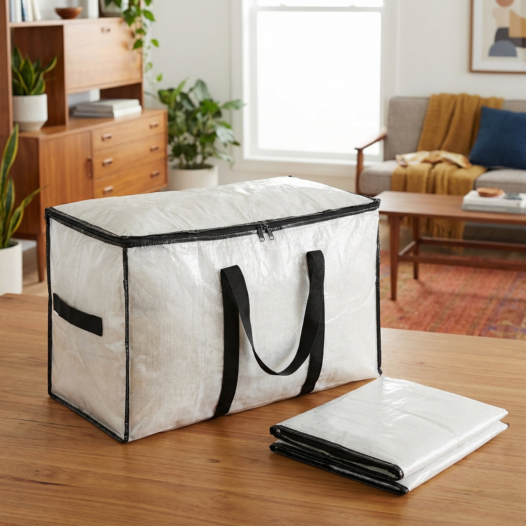Unique Bargains Storage Bags for and Closet with Handle Clear 27.56"x13.78"x16.54"