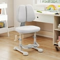 thumbnail image 2 of Costway Kids Study Chair with Adjustable Double Backrest, Footrest, Seat Height & Depth Gray, 2 of 10