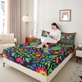 thumbnail image 3 of Erosebridal Rainbow Hummingbird Full Size Sheets,Colorful Plant Flowers Blossom Bed Sheets 4 Pieces, 3 of 6