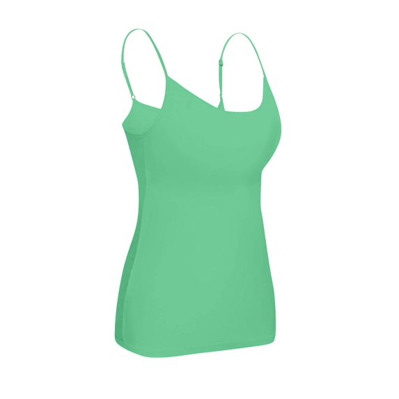 Womens Tank Tops Built in Bra Basic Adjustable Spaghetti Strap Camisole Tops Workout Casual Padded Summer Undershirts,Turquoise,6XL