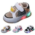 thumbnail image 4 of huajiao Toddler Girls Light Up Shoes Spring PU Leather Walking 𝗙lats 𝗧winkle Lightweight Casual Cute Running Sneakers, 4 of 8