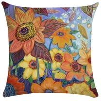 1PC Spring Summer Pillow Covers 18x18,Outdoor Floral Pillow Case, Sunflower Garden Cushion Covers for Holiday Home Seasonal Party Spring Summer Decoration