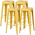 thumbnail image 2 of VINEEGO 30 Inches Metal Bar Stools for Counter Height Indoor Modern Stackable Industrial Stools Set of 4 (Yellow), 2 of 8