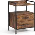 thumbnail image 1 of EastVita Table d'Appoint de Rangement à 3 Niveaux, Table de Chevet avec 2 Tiroirs en Tissu et Tablette, Table de Chevet Moderne pour Salon, Brun, 1 of 1