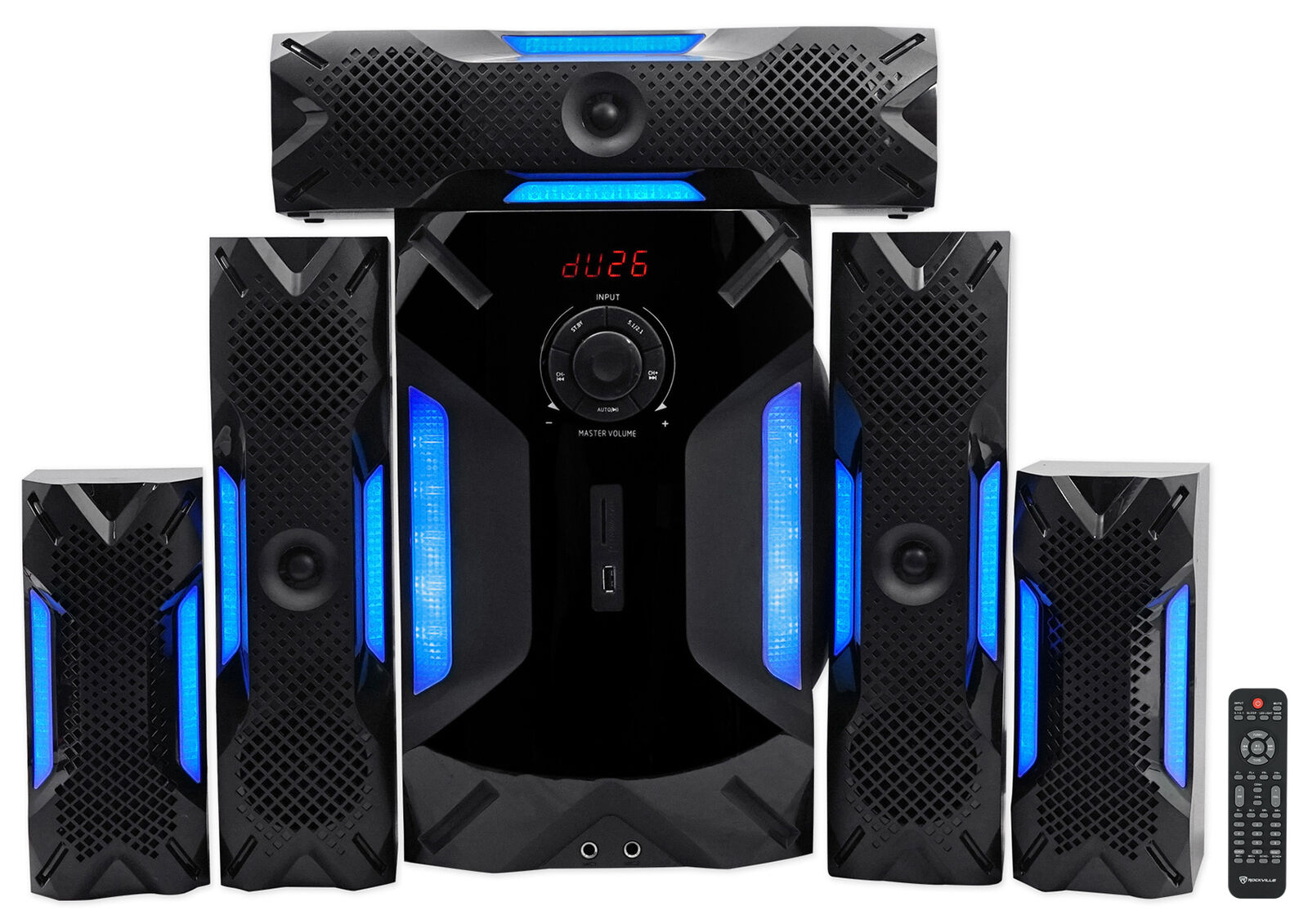 Rockville HTS56 1000w 5.1 Channel Home Theater System/Bluetooth/USB+8" Subwoofer - image 2 of 6