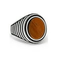 thumbnail image 1 of Men's Tiger Eye Sterling Silver Ring Oval Shaped Signet 17MM, 1 of 4