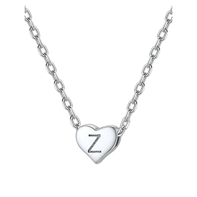 Collar Silvora♥ mujer corazón inicial plata de ley 925 letra Z colgante gargantilla alfabeto