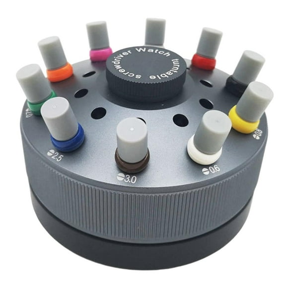 Herramientas de mantenimiento de relojes Destornillador de metal Plato giratorio Reparación de accesorios de relojes organizados Piso gris