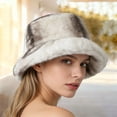 thumbnail image 2 of Bucket Hats for Men Fall Fashion Faux Fur Fuzzy Fleece Cozy Cold Weather Warm Women's Hats & Caps White, 2 of 9