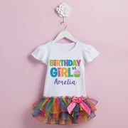 Angle View: Birthday Girl Personalized Rainbow Tutu Tee - 2T, 3T, 4T, 5/6T