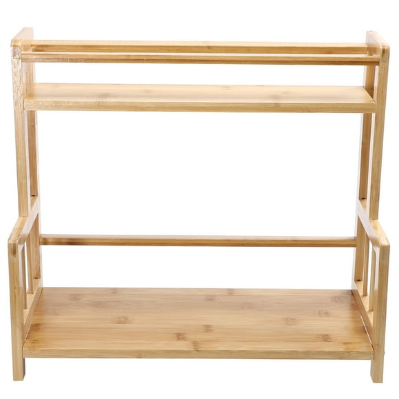 1pc Bamboo Spice Storage Holder 2-tier Storage Shelf Kitchen Storage Rack