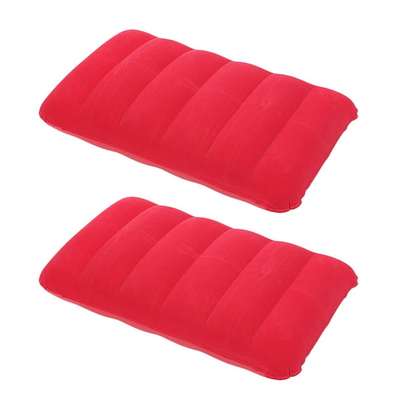 OUNONA Set of 2 Inflatable PVC Flocking Pillows 47x30cm Multifunctional Nap and Waist Support Cushions for Travel Camping Outdoor Use