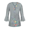 thumbnail image 3 of Hauts à Manches 3/4 pour Femmes Mode Femmes Imprimé à Boutons Décontracté Col en V T-Shirt Blouse à Manches 3/4 Hauts Robe T-Shirt Femmes Été T-Shirts pour Femmes Robe d'Été avec Manches pour Femmes, 3 of 5