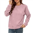 thumbnail image 2 of Sudadera Holgada de con Cuello Redondo para Mujer, Larga, Hombros Caídos, Estilo Casual, , para Otoño Rosa XL, 2 of 9