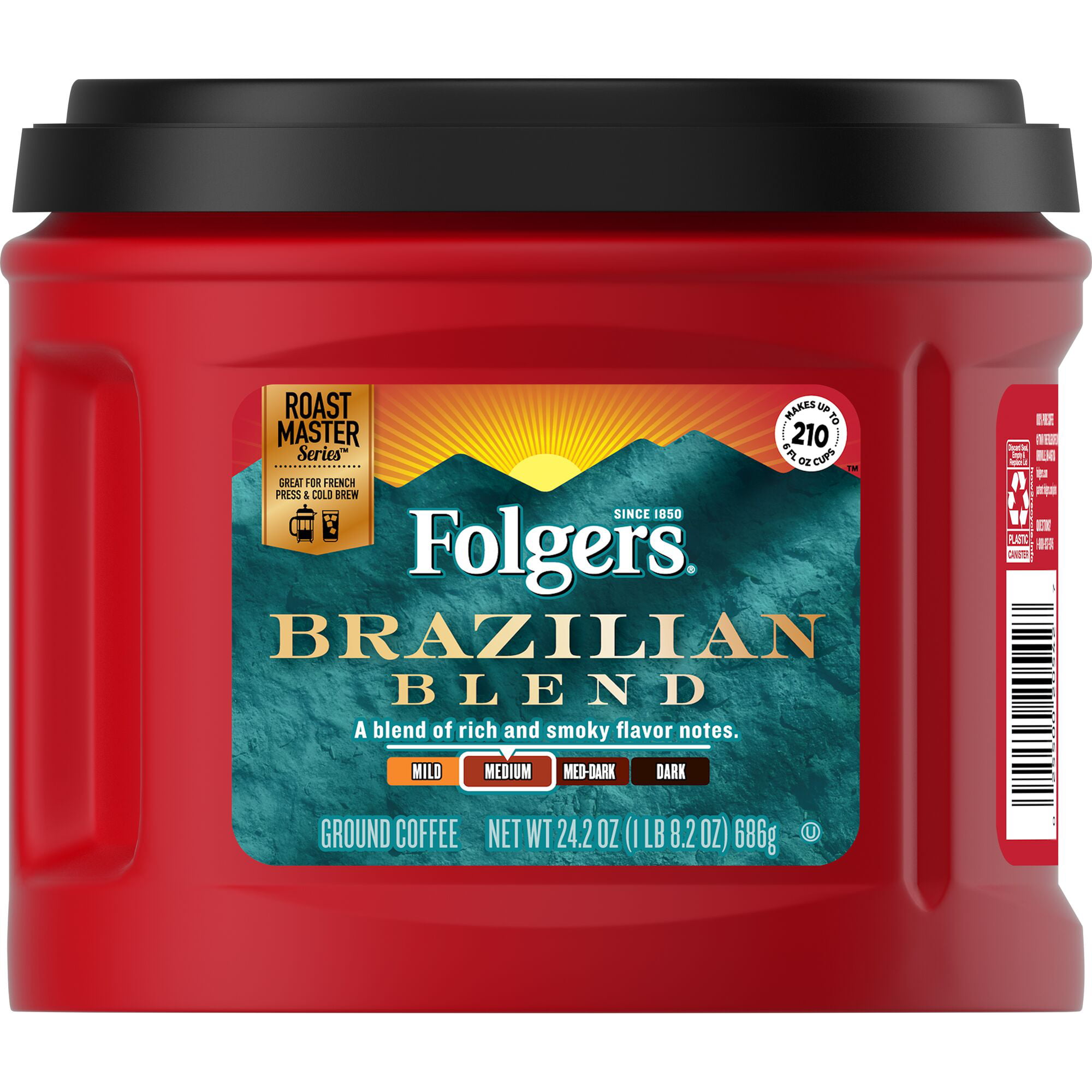 Folgers Brazilian Blend Ground Coffee, Medium Roast, 24.2