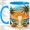 Blue, variant on Palm Tree Sunset Accent Mug, 11oz Ceramic Coffee Cup for Beach Lovers