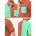 thumbnail image 6 of INSPIRE CHIC Men's Shirts Short Sleeve Summer Cotton Patchwork Button Down Shirts XL Orange Green, 6 of 6