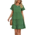 thumbnail image 2 of MAWCLOS Robes Courtes pour Femmes Manches Été Plage Robe d'Été en Mousseline Robe Mini Aguichant Rendez-Vous Col Rond Vert 2TG, 2 of 4