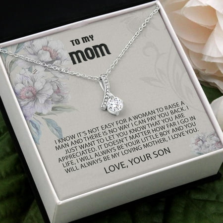 Sentimental NecklaceFor Mom A Heartfelt Message From Your Son Beautiful Jewelry For Mothers EmotionalFor Mom, White Alluring Necklace