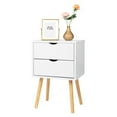 thumbnail image 1 of Ktaxon Mid Century Nightstand 2 Drawers Wooden Bedside End Table for Bedroom Living Room ,White, 1 of 1