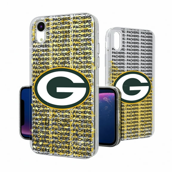 Green Bay Packers iPhone Text Backdrop Design Glitter Case