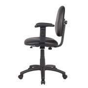 Boss Office Products Diamond Task Chair, Antimicrobial Vinyl with Adjustable Arms, Black