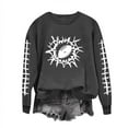 thumbnail image 3 of Jinhomg Women's Trendy Fall Pullover Casual Football Graphic Sweatshirt Lightweight Comfy Long Sleeve Crewneck Lounge Tops Daily Wear Spring Saving Today Dark Gray S, 3 of 5
