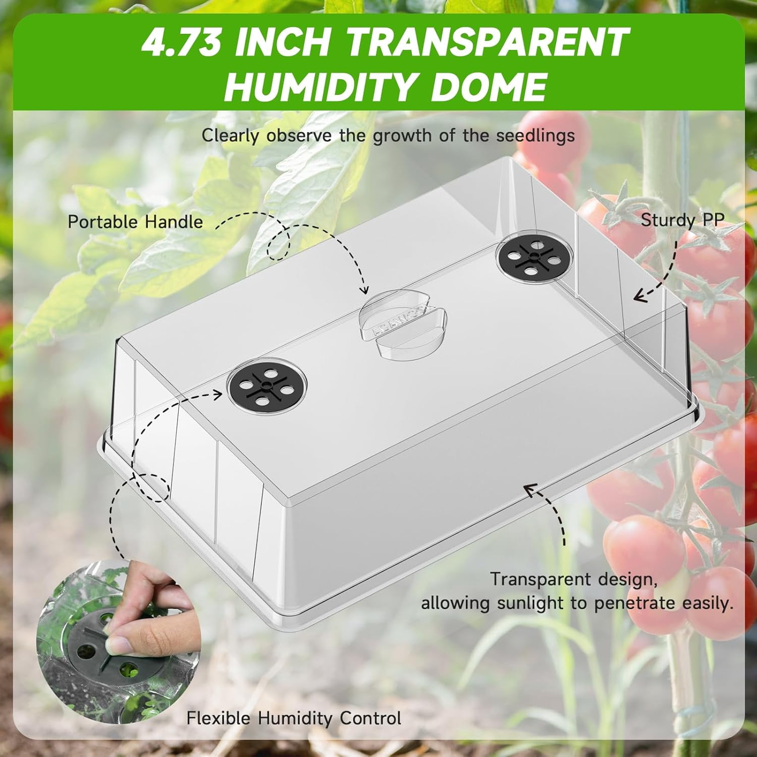 Seed Starter Tray, Gardening Plant Grow Trays Kit for Seedling, Germination Trays with 4.72 Inch High Humidity Domes，Large Growing Space & Better Air Flow for Seed Starting, Mini Greenhouse, 3PCS