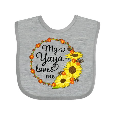 

Inktastic My Yaya Loves Me with Sunflower Wreath Gift Baby Boy or Baby Girl Bib