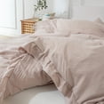 thumbnail image 6 of Move Over Taupe Ruffle Duvet Cover King Only Soft Washed Microfiber Bedding Set Ruffled Pattern No Filling, 6 of 10