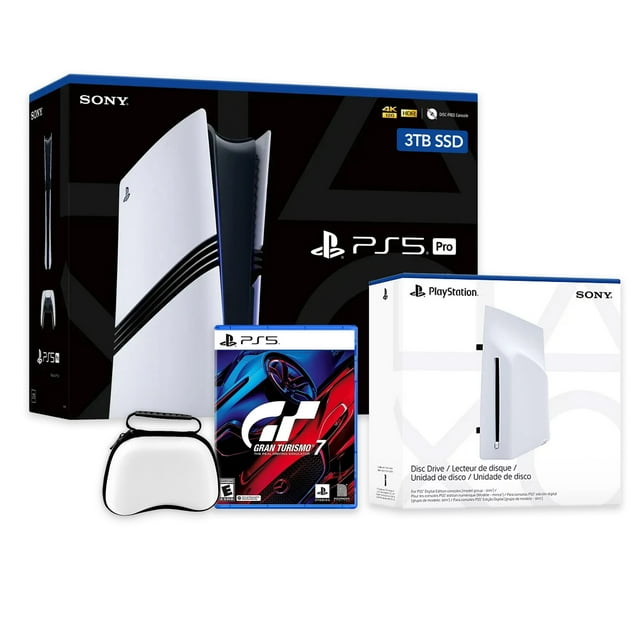 PlayStation 5 Pro 3TB SSD Console with Disc Drive, Wireless Controller and Case, Gran Turismo 7 - CFI-7019 PS5 Pro