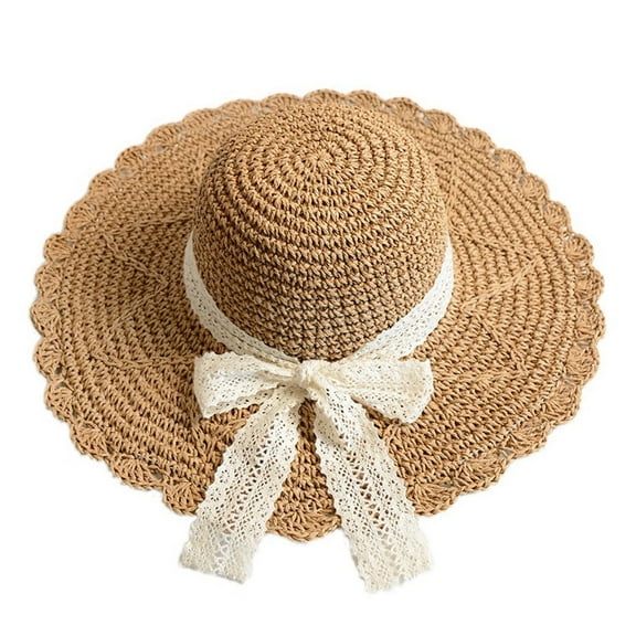 56-58cm head circumference straw hat seaside beach hat female summer sun hat sunscreen anti-ultraviolet sun hatKhaki