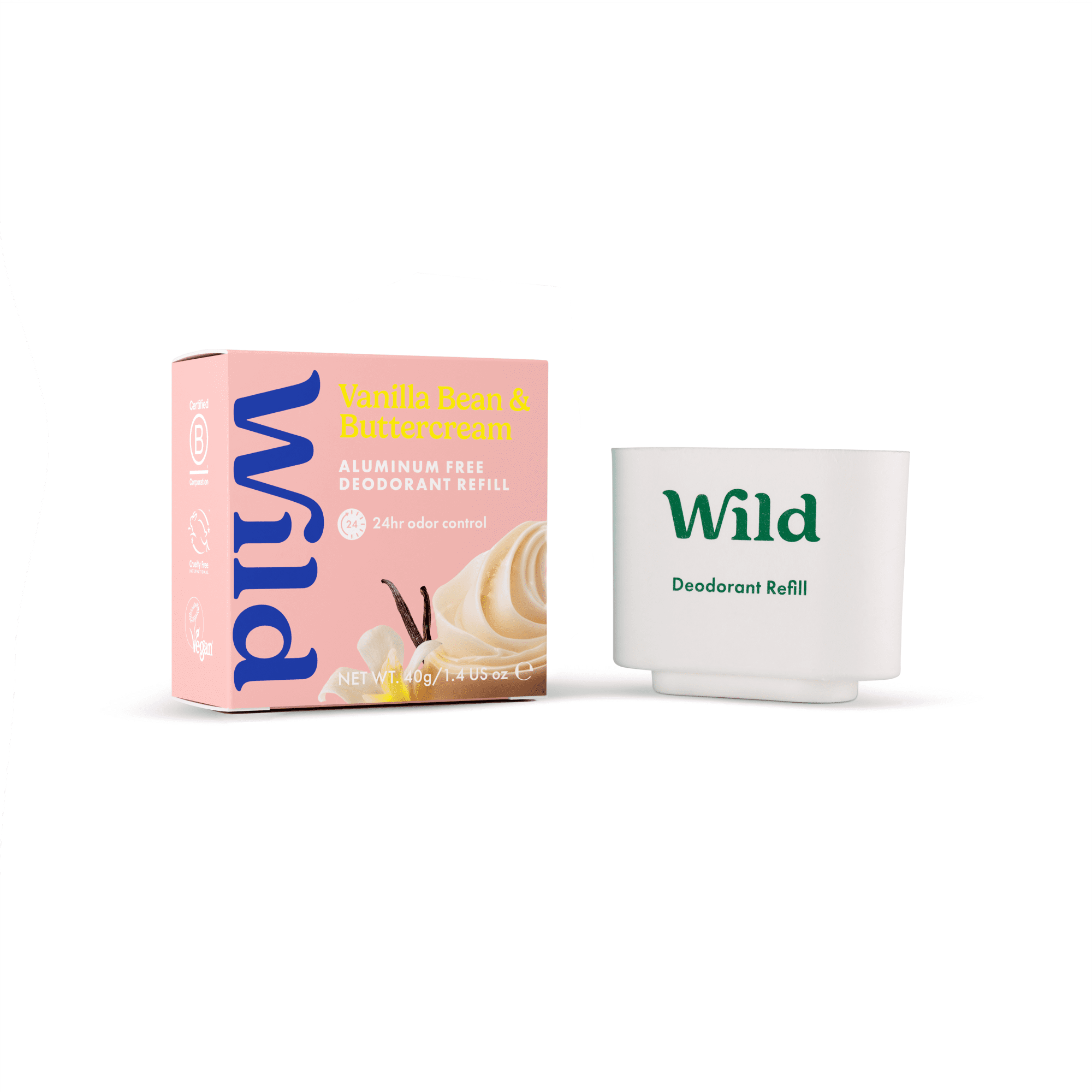 Wild Stick Deodorant Refill, Vanilla Bean & Buttercream. Aluminum Free, for Women and Men, 1.4oz