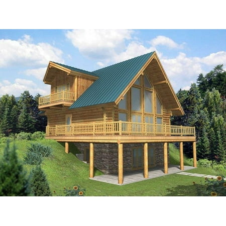 001-1047: Log Cabin 3 Bed, 3 Bath Luxury Home Plan, 2057 Sq Ft: Full Blueprints with License to Build by Home Plan Marketplace - Lesuto